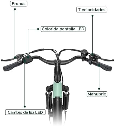 Milecity1 26" Bicicleta Eléctrica Para Adultos, Bici Electrica De 7 Velocidades Con Batería Extraíble De 36V 13Ah, 25 Km/H Y Alcance De 80-100Km E Bike Para Viajeros Urbanos, Resistente Al Agua Ip65 Amazon.es: Deportes y aire libre - Imagen 7