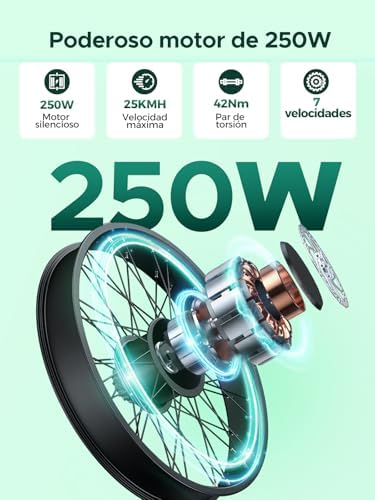 Milecity1 26" Bicicleta Eléctrica Para Adultos, Bici Electrica De 7 Velocidades Con Batería Extraíble De 36V 13Ah, 25 Km/H Y Alcance De 80-100Km E Bike Para Viajeros Urbanos, Resistente Al Agua Ip65 Amazon.es: Deportes y aire libre - Imagen 4