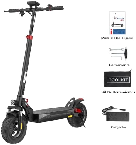 iScooter ix3 Patinete Eléctrico Adultos, 480WH Batería, Autonomía Máxima De 40 KM, 10" Patinete Eléctrico Plegable, App Control, Carga 120 KG, Manillar Ajustable, Suspensión Cuádruple Amazon.es Deportes y aire libre - Nombre de estilo : IX3 - Imagen 8