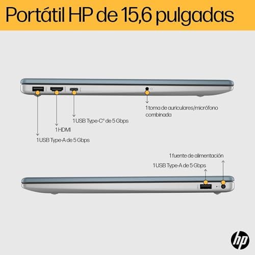 HP - Ordenador portátil de 15.6" FHD (AMD Ryzen 5-7520U, 16 GB RAM, 1TB SSD, AMD Radeon Graphics, Sin Sistema operativo) Plata y Azul - Teclado QWERTY Español Amazon.es: Informática - Imagen 3