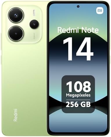 XIAOMI Redmi Note 14 - Smartphone de 8+256GB, Pantalla de 6.67" AMOLED FHD+ 120Hz, MediaTek Helio G99-Ultra, cámara de 108MP, TurboCharge 33W, 5500 mAh, Cargador no Incluido, Verde (Versión ES) Amazon.es: Electrónica