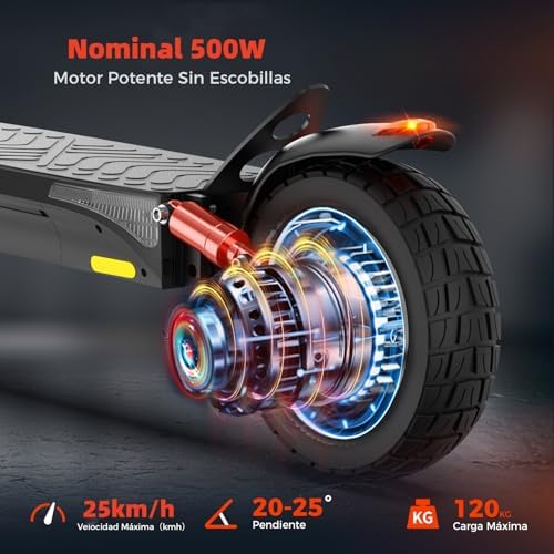iScooter ix3 Patinete Eléctrico Adultos, 480WH Batería, Autonomía Máxima De 40 KM, 10" Patinete Eléctrico Plegable, App Control, Carga 120 KG, Manillar Ajustable, Suspensión Cuádruple Amazon.es Deportes y aire libre - Nombre de estilo : IX3 - Imagen 3