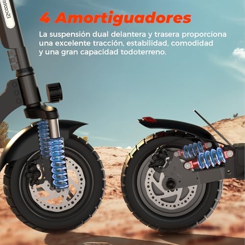 iScooter ix3 Patinete Eléctrico Adultos, 480WH Batería, Autonomía Máxima De 40 KM, 10" Patinete Eléctrico Plegable, App Control, Carga 120 KG, Manillar Ajustable, Suspensión Cuádruple Amazon.es Deportes y aire libre - Nombre de estilo : IX3 - Imagen 7