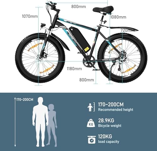 HITWAY 27,5"/26" Bicicleta Eléctrica para Adultos, Bicicleta de montaña eléctrica Batería extraíble de 36V13Ah/48V15Ah, transmisión - 7 velocidades, Rango de Crucero 60-100km Amazon.es: Deportes y aire libre - Imagen 7