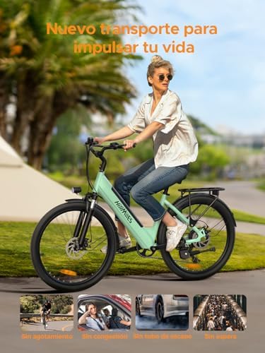 Milecity1 26" Bicicleta Eléctrica Para Adultos, Bici Electrica De 7 Velocidades Con Batería Extraíble De 36V 13Ah, 25 Km/H Y Alcance De 80-100Km E Bike Para Viajeros Urbanos, Resistente Al Agua Ip65 Amazon.es: Deportes y aire libre - Imagen 5