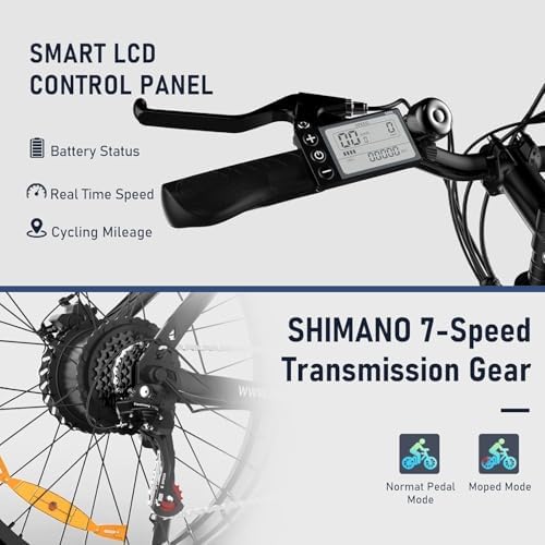 HITWAY 27,5"/26" Bicicleta Eléctrica para Adultos, Bicicleta de montaña eléctrica Batería extraíble de 36V13Ah/48V15Ah, transmisión - 7 velocidades, Rango de Crucero 60-100km Amazon.es: Deportes y aire libre - Imagen 5