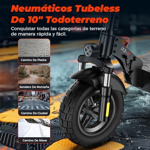 iScooter ix3 Patinete Eléctrico Adultos, 480WH Batería, Autonomía Máxima De 40 KM, 10" Patinete Eléctrico Plegable, App Control, Carga 120 KG, Manillar Ajustable, Suspensión Cuádruple Amazon.es Deportes y aire libre - Nombre de estilo : IX3 - Imagen 5